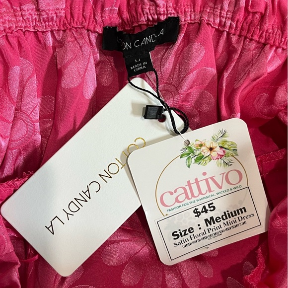 Cotton Candy LA Hot Pink Daisy Print Ruffled Mini Dress - Picture 3 of 4